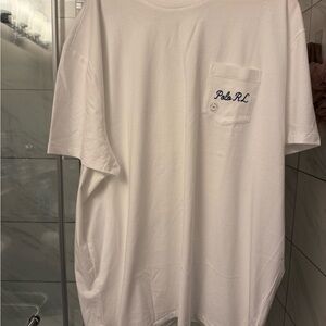 Classic White Tee with Embroidered Pocket